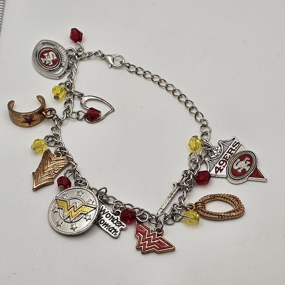 Wonder Woman San Francisco 49ers Silver Tone Charm Bracelet